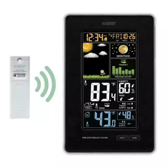 La Crosse Technology 308-1425B-INT Wireless Color Forecast Station - Black