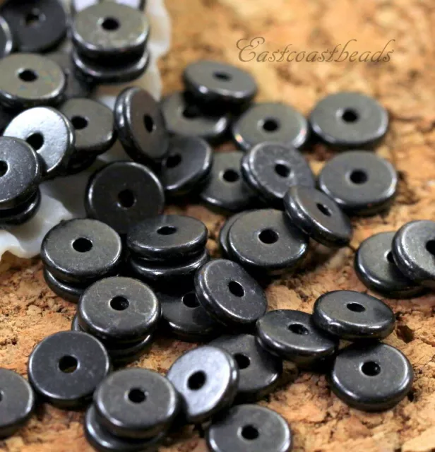 TierraCast 8 mm. Heishi Disk Beads, Black Hemetite Plated Lead Free Pewter, 4413