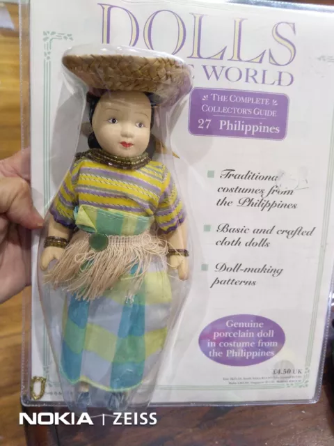 Dolls of the World PHILIPPINES Porcelain DOLL Filipina Costume + Magazine #27