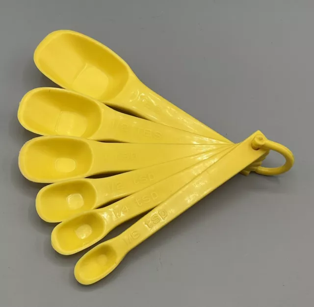 Vintage Rubbermaid Nesting Measuring Spoons #2231-2236 Yellow Set Of 6