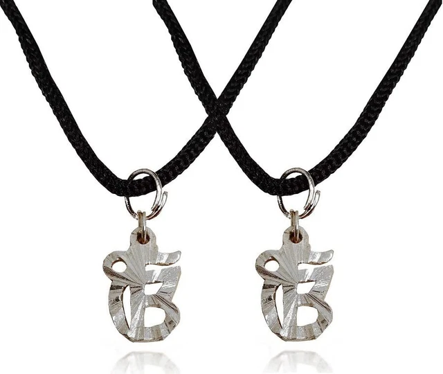 Indio Tradicional Plata Ek Onkar Colgante Con Algodón Dori Paquete De 2
