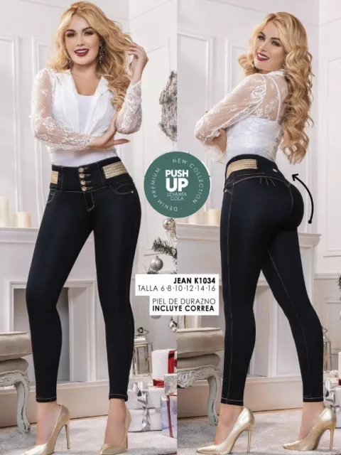 PUSH UP COLOMBIAN Jeans Blue Skinny Tummy Control Butt Lifter Levanta Cola  Slim $61.74 - PicClick