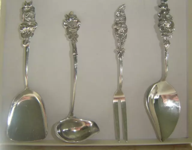 Reed & Barton HARLEQUIN Condiment Set Floral Ornate Silverplate