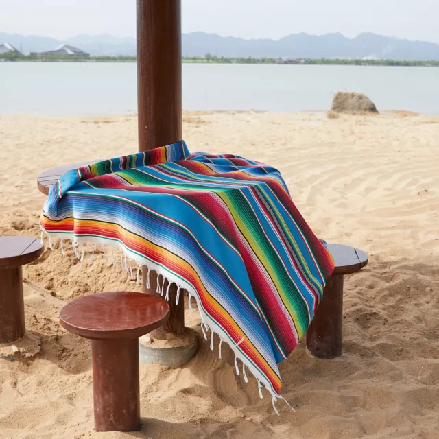 150x215cm Mexican Blanket Sarape Serape Shawl Scarf Cloak Rug Yoga Picnic 2