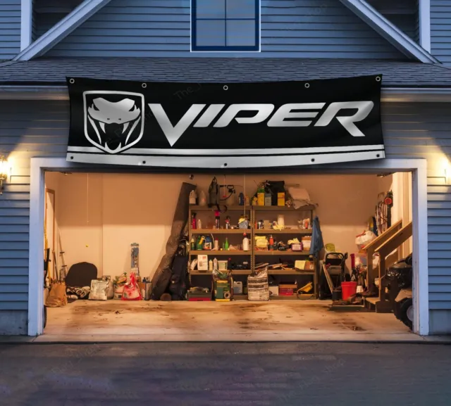 Dodge Viper Banner 2x8 ft Flags SRT Car Show Garage Man Cave Wall Decor Sign