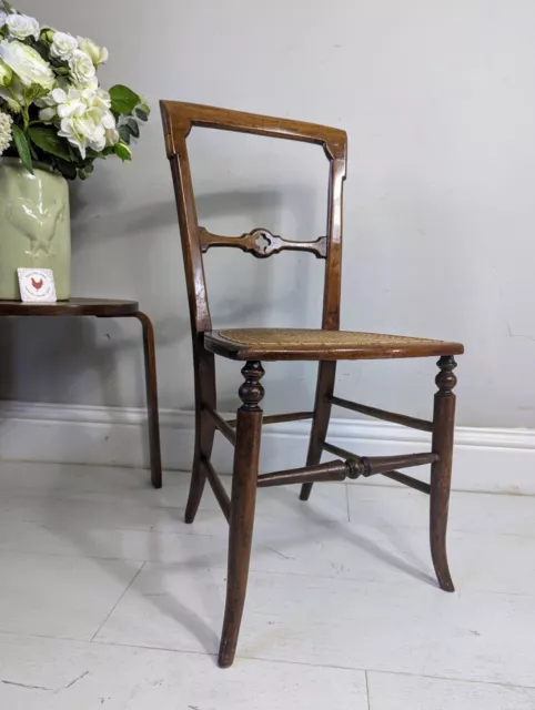 Cane Edwardian Cane Seated Chair Turned Double Stretchers FREE POSTAGE 3