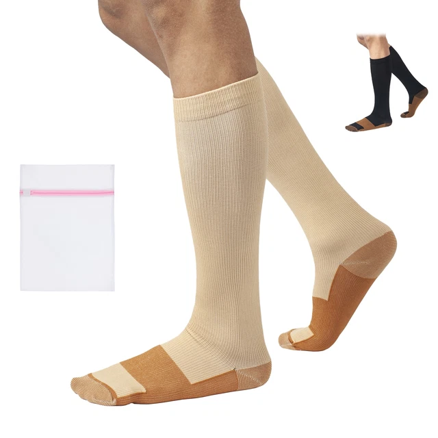 Copper Infusé Compression Socks Varicose Veine Genou Stocking High Relief Unisex