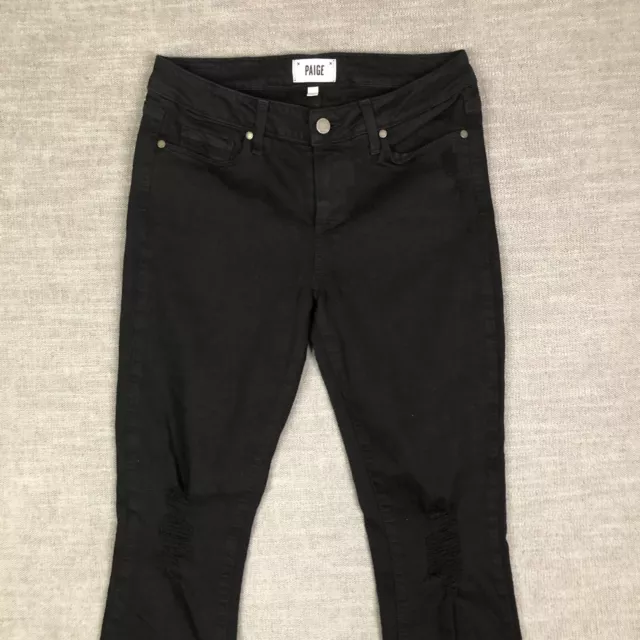 Paige Jeans Womens 29 Black Verdugo Ankle Skinny Distressed Stretch Denim Mid