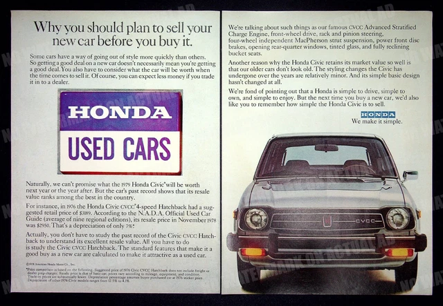 Honda Civic CVCC Hatchback Car Auto 1979 Trade Print Magazine Ad Poster ADVERT