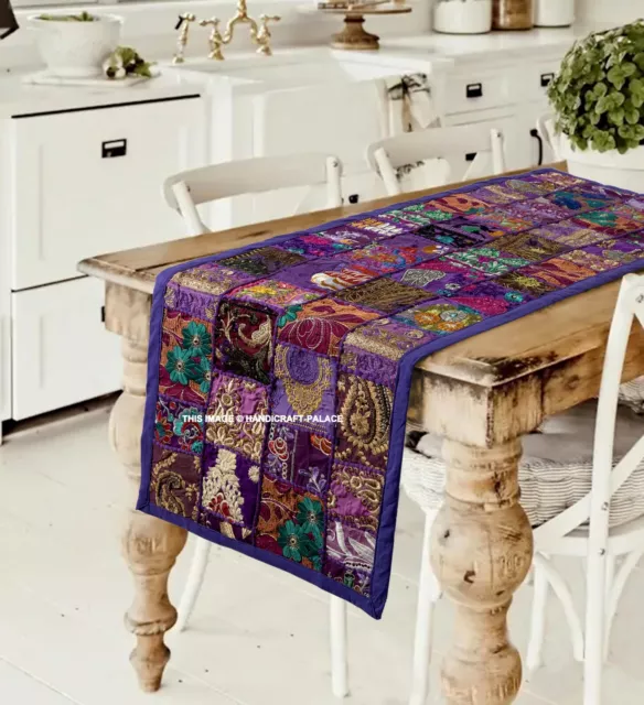 Indian Table Runner Boho Decor Ethnic Hand Made Art Cotton Table Runner Home