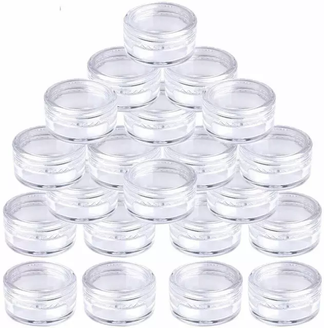 3g 5g 10g Empty Round Plastic Cosmetic Container Sample Pot Jar Clear Screw  Lid!