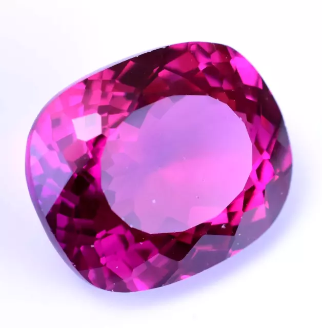 Natural Flawless Rhodolite Garnet 30.00 Ct Raspberry Pink Cushion Certified Gem