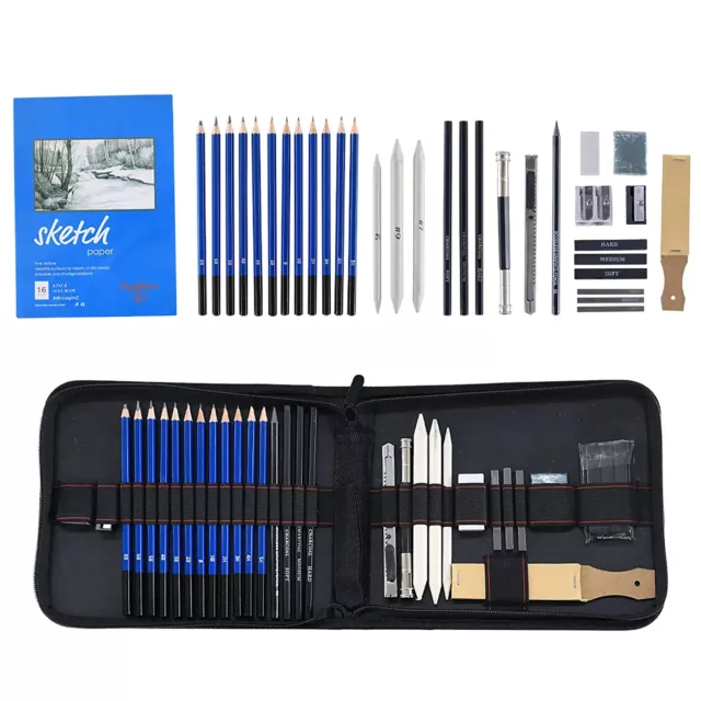 Kit de lápices y bocetos de dibujo profesional de 35 piezas para artista