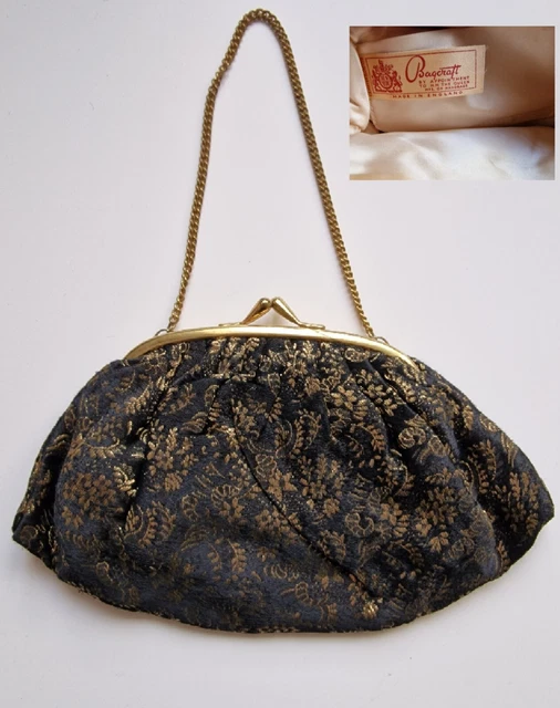 BAGCRAFT BY APPOINTMENT To The Queen Vintage Black Satin Evening