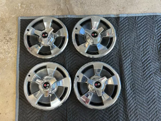 (4) 1966 Chevy Corvette Spinner Flipper Hub Caps Wheel Covers Ncrs Rare