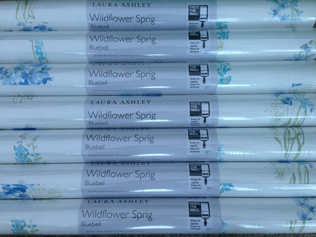 1 x Roll Laura Ashley Wildflower Sprig Bluebell Wallpaper Same Batch NEW