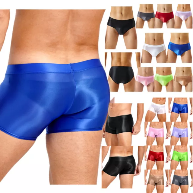 Mens Sexy Glossy Briefs Underwear Panties Bikini Thongs Low Rise Swimming Shorts