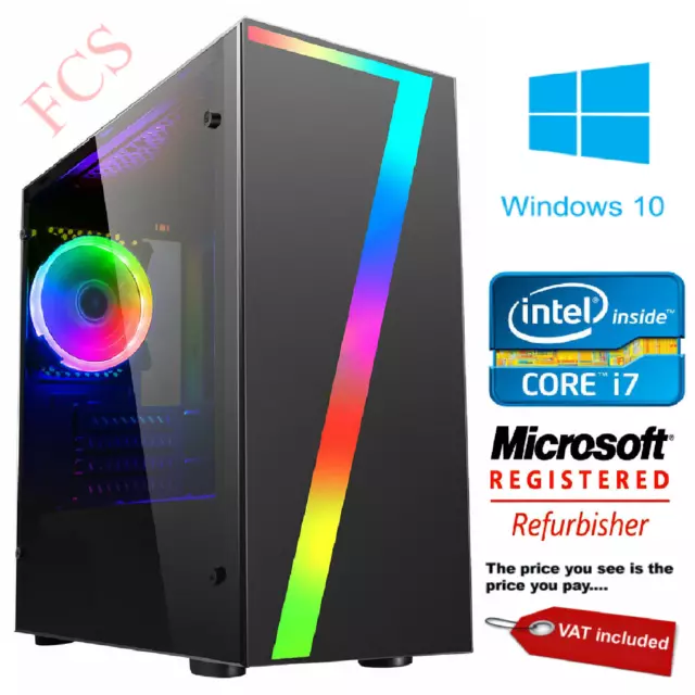 Gaming PC Quad Core i7 Computer SSD HDD 4-16 GB RAM GT GTX GFX Windows 10 WiFi