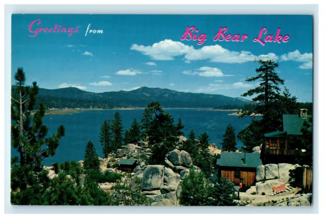 c1960s San Bernardino Mts. Greetings from Big Bear Lake California CA Postcard