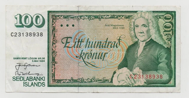 Iceland 100 Kronor 1986 Pick 54 Look Scans