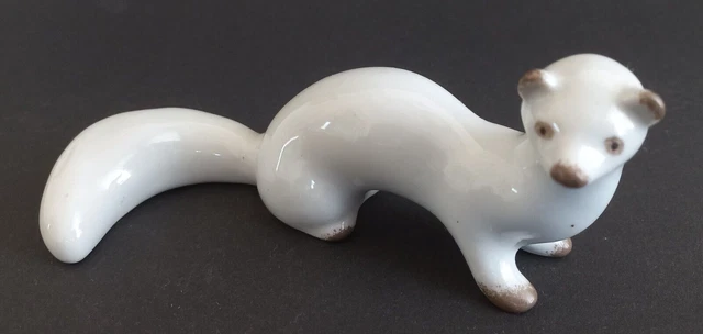 Figurine en porcelaine soviétique vintage Weasel Hermine Marten Polonnoye...