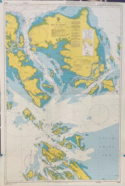 Admiralty 3949 SELAT RIAU INDONESIA MARITIME NAUTICAL GENIUS PAPER Map Chart