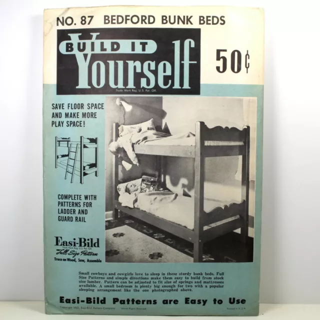 Vintage 1952 Easi-Bild No 87 BEDFORD BUNK BEDS Woodworking Pattern