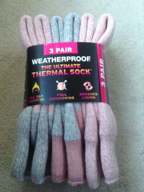 WEATHERPROOF ULTIMATE THERMAL Crew Socks Women's Costco x3 Size