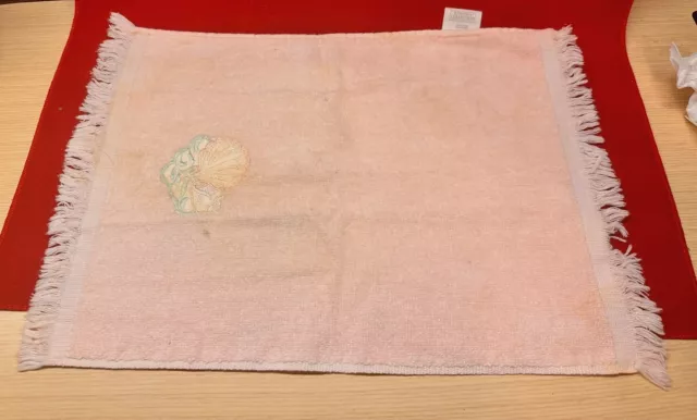 JCP Collection Hand Towel Pink Seashell & Lace Trim 100% Cotton ~11" x17"