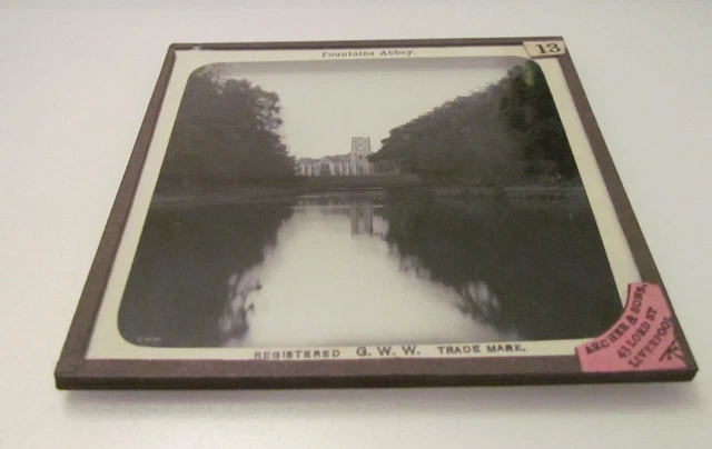 GWW Glass Magic Lantern Slide FOUNTAINS ABBEY C1890 YORKSHIRE 2