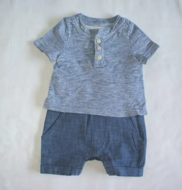 Lovely baby boys blue cotton one-piece outfit/romper from Gap, age 0-3 months