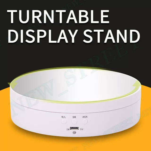 360° Display Stand Rotating Electric Turntable Jewelry Photography Backdrop AU