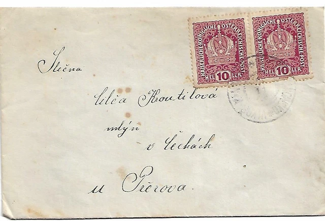 Austria Old Envelope  2 x 10 Heller Red Both sides shown Used as per Scans