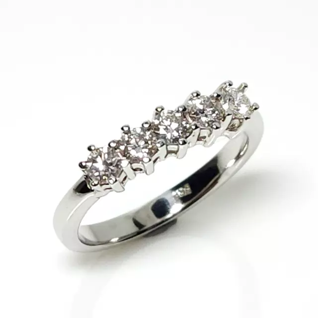 White Gold Diamond Ring .80ct Natural Diamonds, Solid 14k White Gold, Size 7 1/4