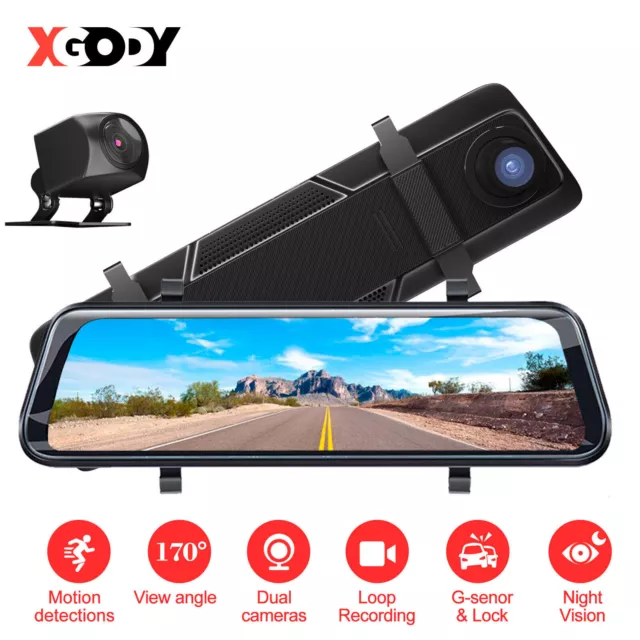 XGODY Dual Lens Dashcam Kamera HD Auto 2.5K Rückspiegel DVR Rückfahrkamera Neu