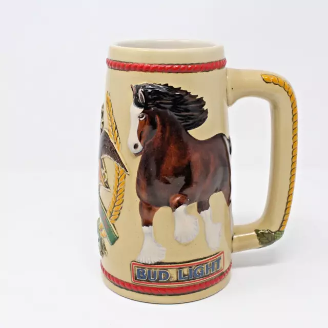 Vintage 1980 Anheuser Busch Bud Light Clydesdale Horses Ceramarte Beer Stein Mug