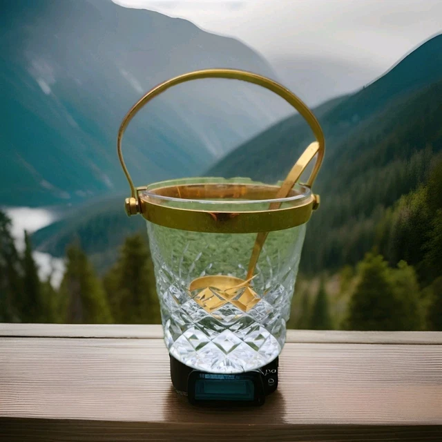 Seau à glaçons vintage verre et cuillère