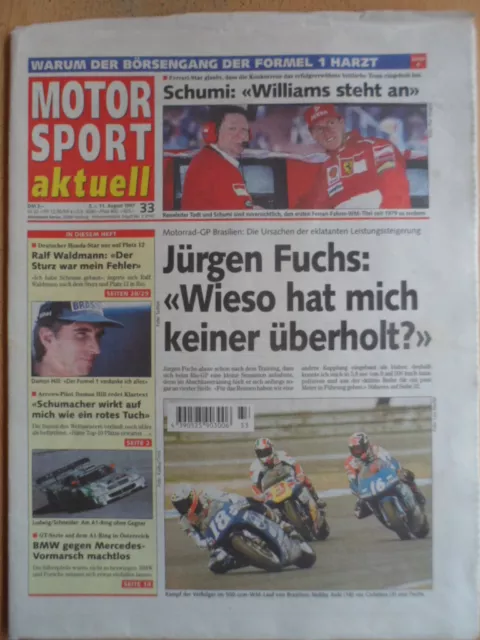 MOTOR SPORT aktuell 5-11.8. 33 - 1997 Motorrad-GP Brasilien Jürgen Fuchs Schumi