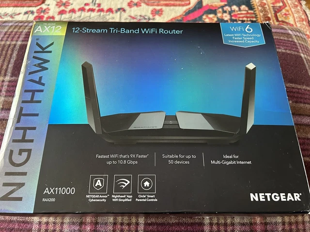 Netgear Nighthawk RAX200 Nighthawk Tri-Band AX12 12-Stream Wi-Fi 6 Router