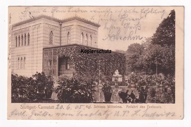 alte Ak 1905 Stuttgart Cannstatt, Anfahrt des Festsaals, Kgl. Schloss Wilhelma