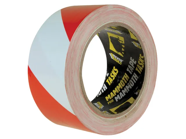 Everbuild 2HAZRD PVC nastro pericoloso rosso/bianco 50 mm x 33 m