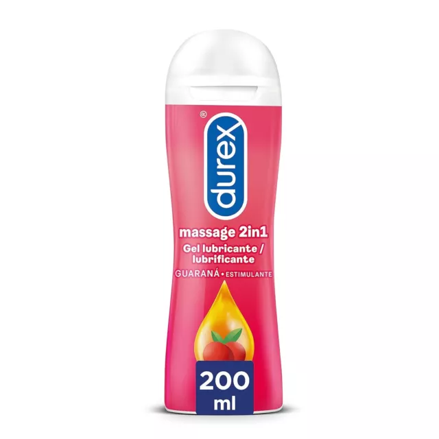 Gel de masaje y lubricante sexual íntimo Durex 2 en 1 con Guaraná 200 ml