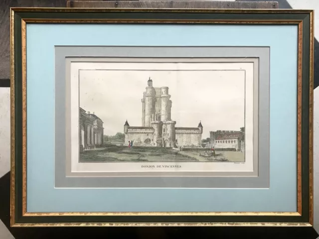 Le Donjon de Vincennes - Gravure au burin sur cuivre par Demaison, XVIII ème