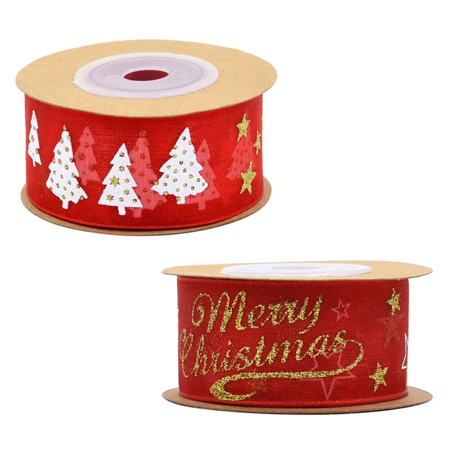 2 Rolls christmas gift bows ribbon Weihnachtsbaumband Rot Kariertes Band Kariert