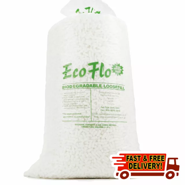 15 Cubic Feet Of Ecoflo Loose fill Packing Peanuts 420 Litres FAST 24HR DELIVERY