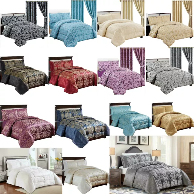 Jacquard Quilted Bedspread Comforter Set Throw Double King Super King Bed Size