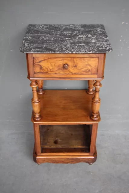 Antique French Louis Philippe lamp table bedside cabinet walnut marble top 1835 3