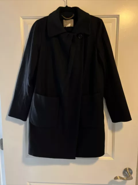J Crew Wool Cashmere Nello Gori Coat, Black, Women's Size 4, Pea Trench