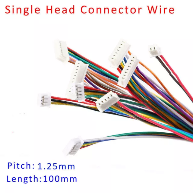 Pitch 1.25mm 2/3/4/5/6/7/8/9/10/12P Single Head Connector Wire Cable L:100-300mm