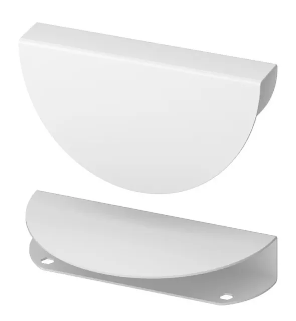 IKEA BEGRIPA White Cabinet Pull Handles Half Round Modern Pair 804.461.15 Metal